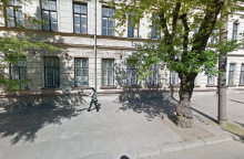 Atkurtas buvusio SAM pastato Vilniuje fasadas